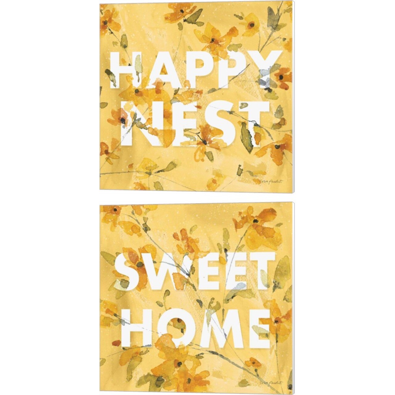 Happy Yellow C by Lisa Audit 14" x 14" Canvas Wall Art (Set of 2)
